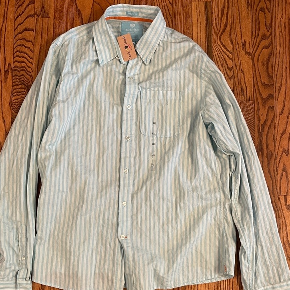 Duck Head Shirt Mens XXL‎ 2XL Aqua Blue Long Sleeve Athletic Fit Made Hong Kong - Picture 1 of 4